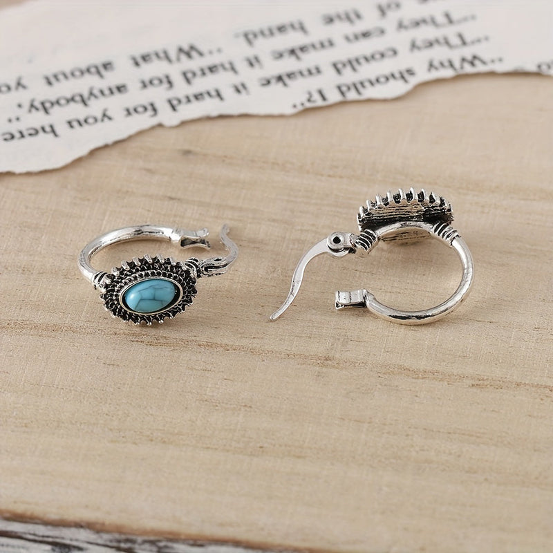 Créoles turquoise blason | or blanc