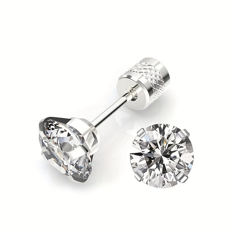 Boucles classique Solitaire | or blanc