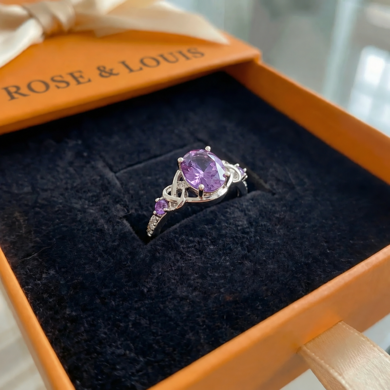 Bague améthyste nœud | or blanc