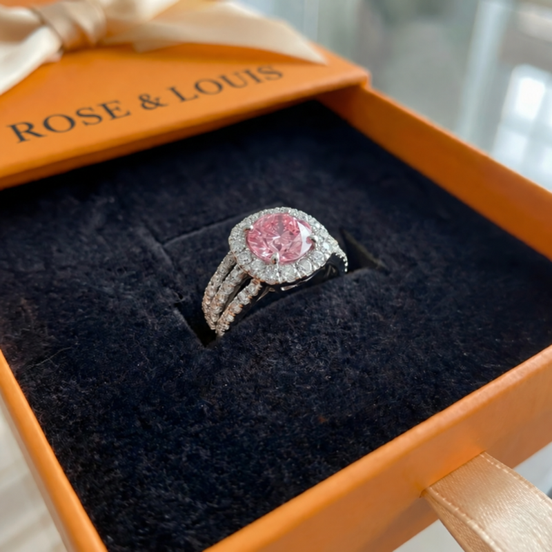 Bague rosé Empress halo | or blanc