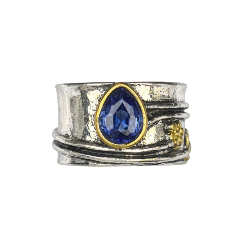 Bague bohème pierre fin Meditation | or blanc