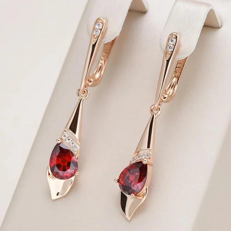 Boucles raffiné pendentif avec rouge cristal | or