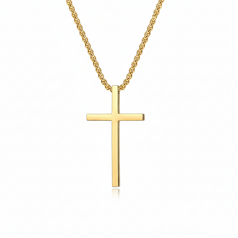 Collier serti croix | or