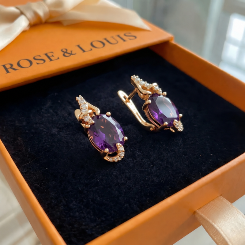 Boucles pendantes impérial crépuscule | or rose