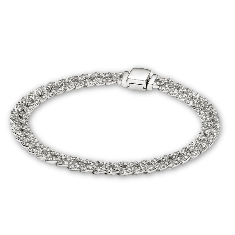 Bracelet pavé cubain | or blanc