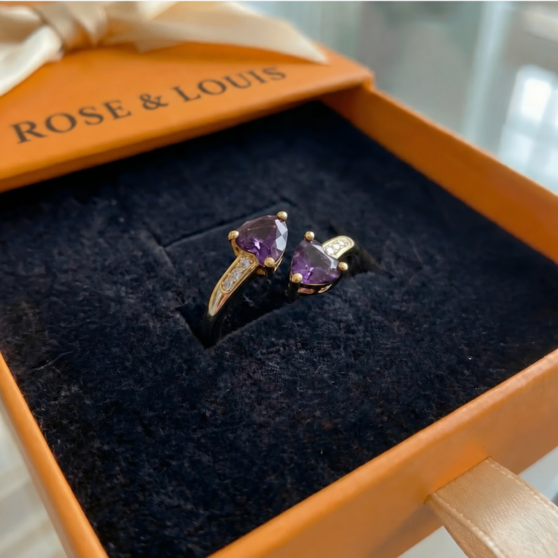 Bague Noctira violet Heartwrap | or