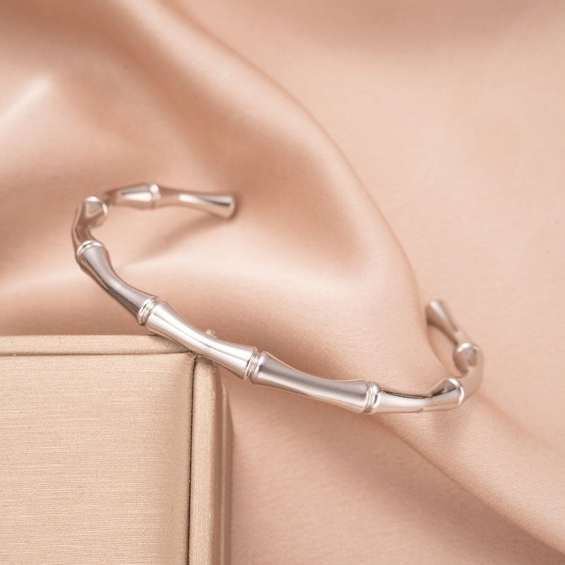 Bracelet Bamboo manchette | or blanc