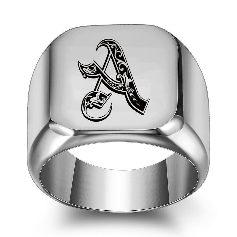 Bague classique Noble initiale | or blanc