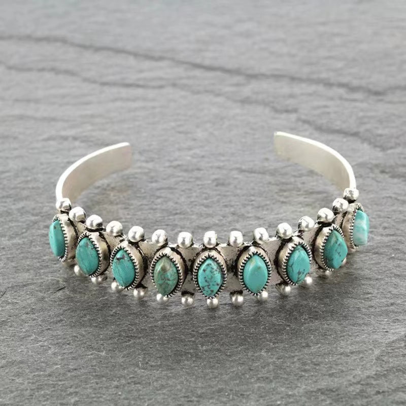 Bracelet Azmira turquoise manchette | or blanc