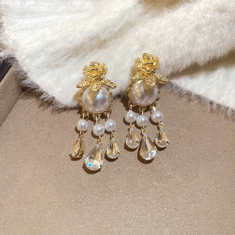 Boucles pendantes Ivoria perle Dew | or