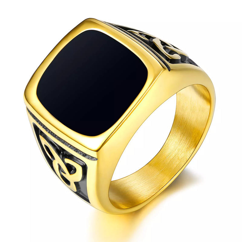 Chevalière noir onyx | or