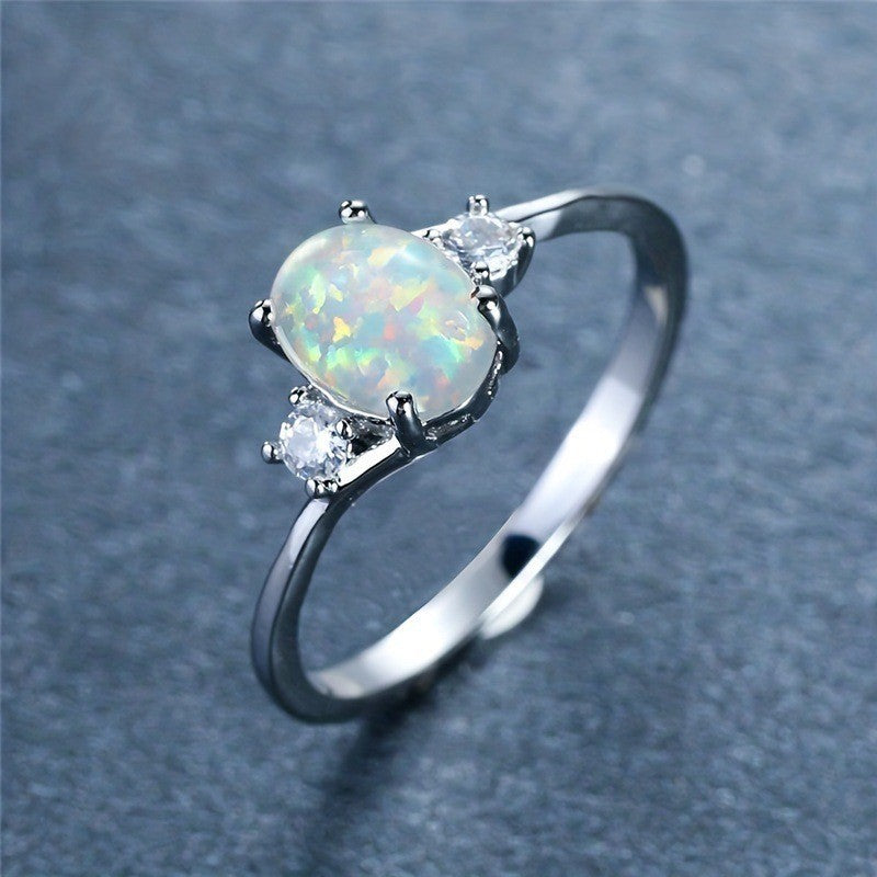 Bague opale Embrace | or blanc