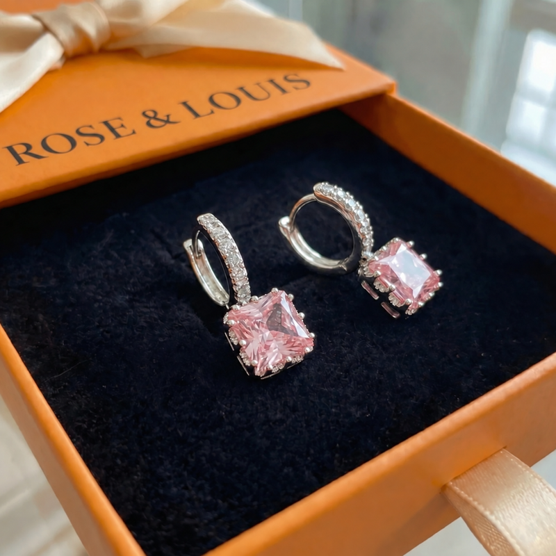 Mini-créoles rose éclat | or blanc