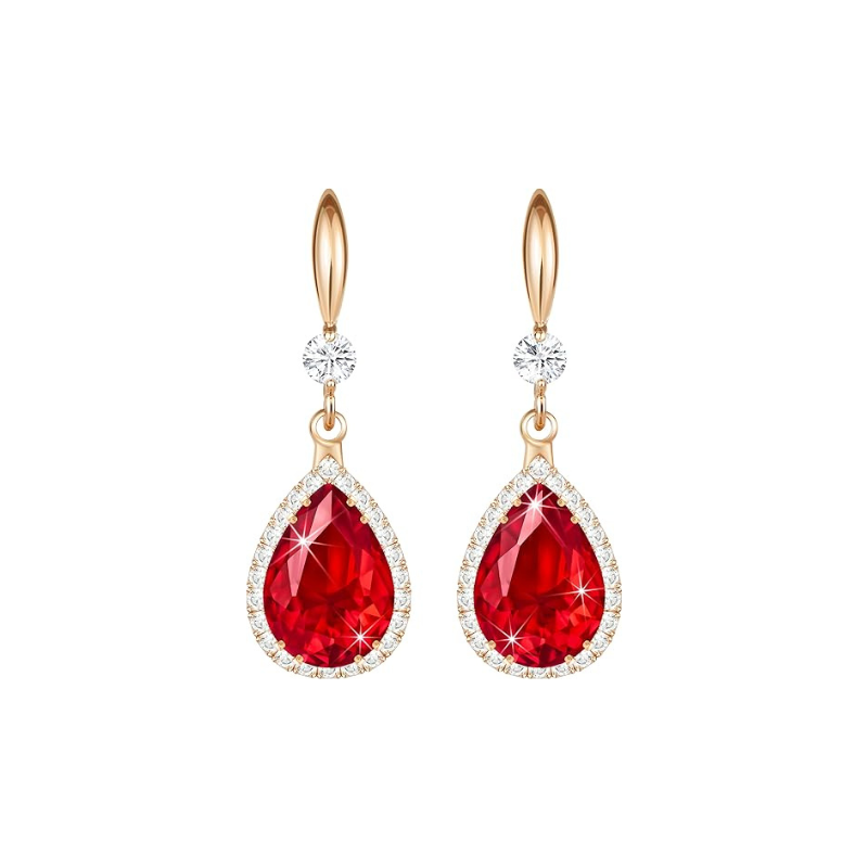 Boucles rubis goutte | or rose