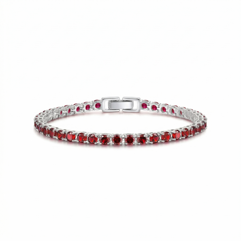Bracelet rubis tennis | or blanc