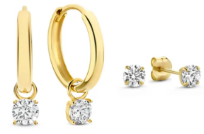 Lot de boucles Larmes de Lune pierre | or