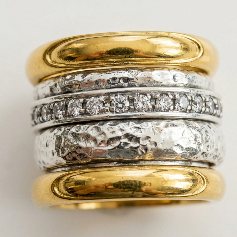 Bague intemporel multirang épais jaune | or