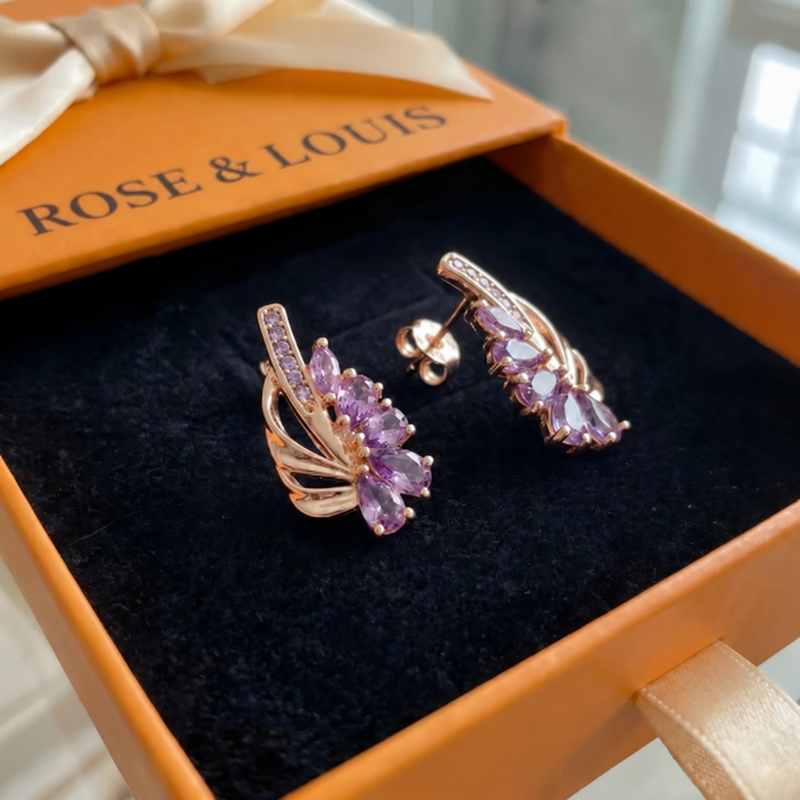 Boucles Viorelle améthyste Wing | or rose