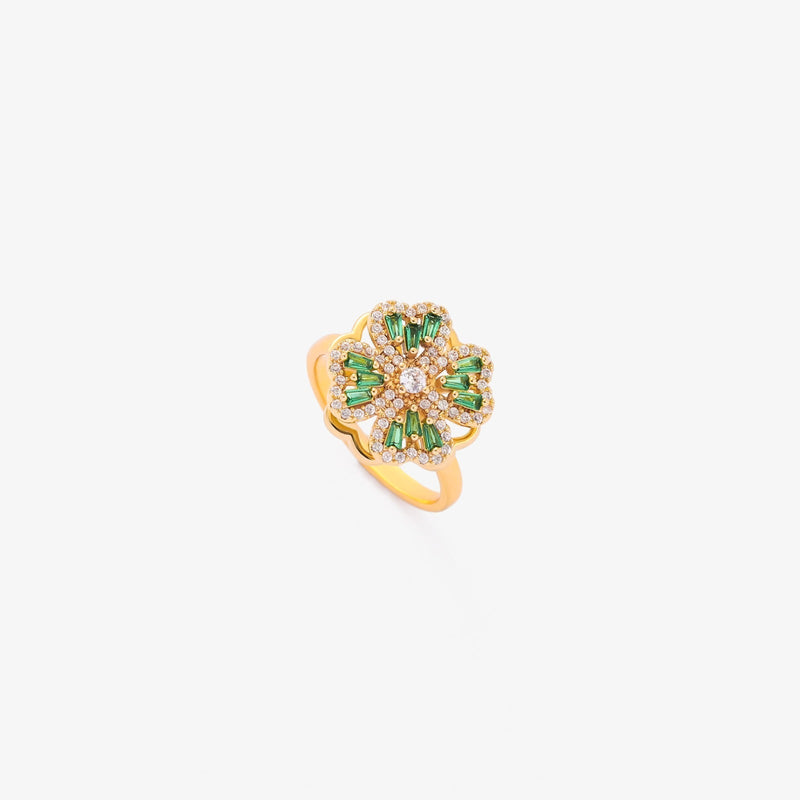 Bague émeraude trèfle pivotant | or
