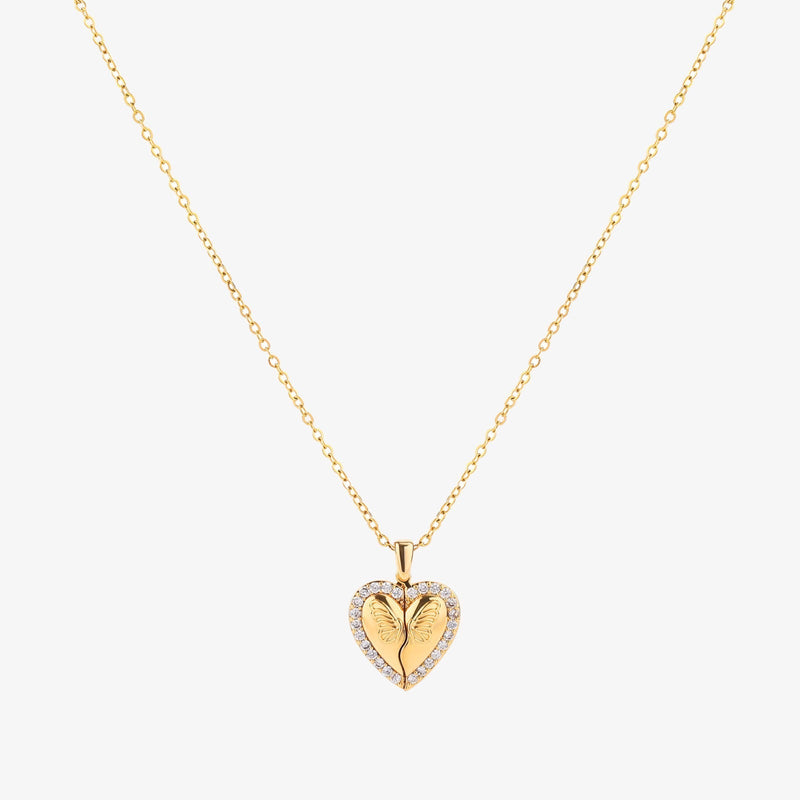 Collier papillon cœur | or
