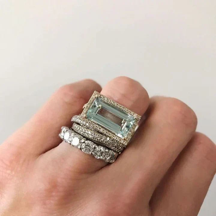 Lot de bagues turquoise relique | or blanc