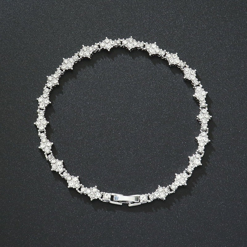 Bracelet classique grappe tennis | or blanc