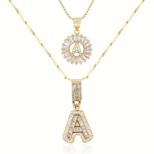 Collier pavé lettre initiale ensemble | or