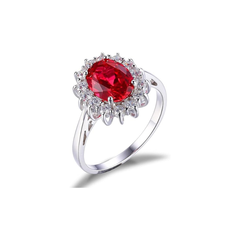 Bague classique rubis halo | or blanc