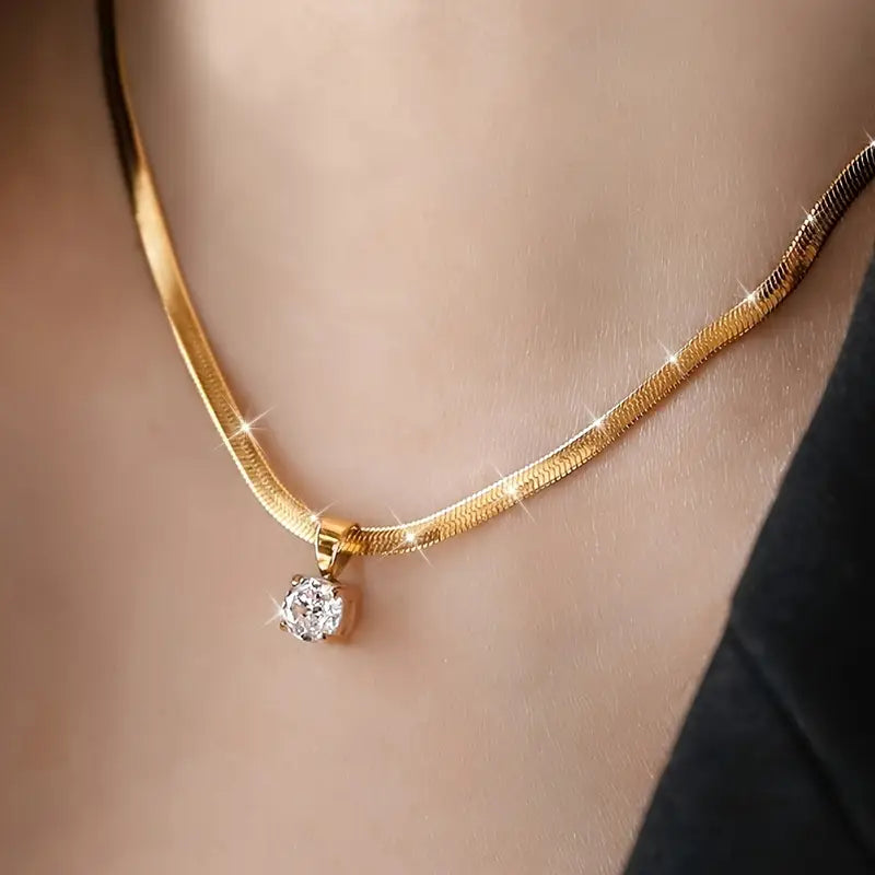 Collier élégant Rhinestone pendentif | or