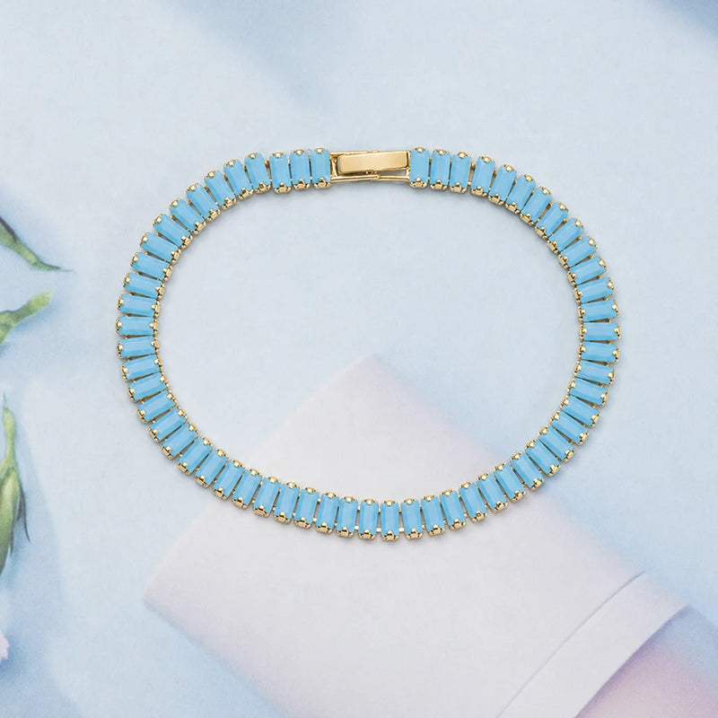 Bracelet turquoise Vertéa tennis | or