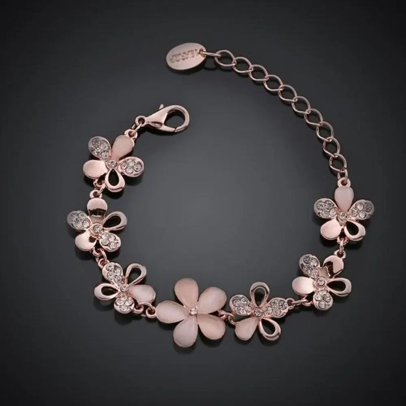 Bracelet ancien rose fleur | or rose