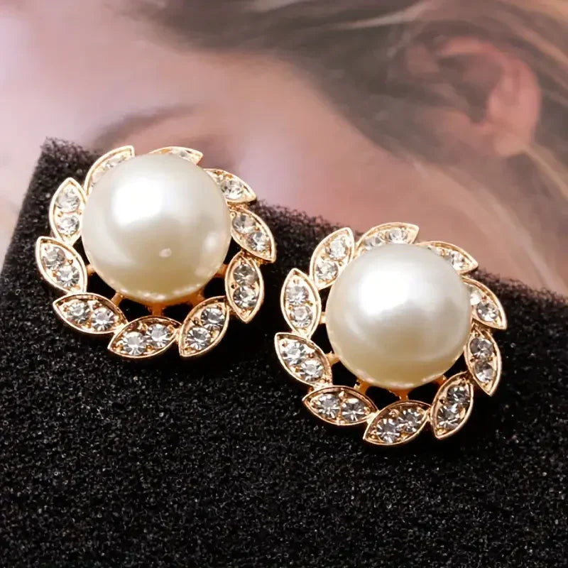 Boucles raffiné perle et brillant feuilles | or