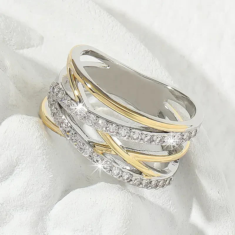 Bague SilverGold éclat zircone | or bicolore