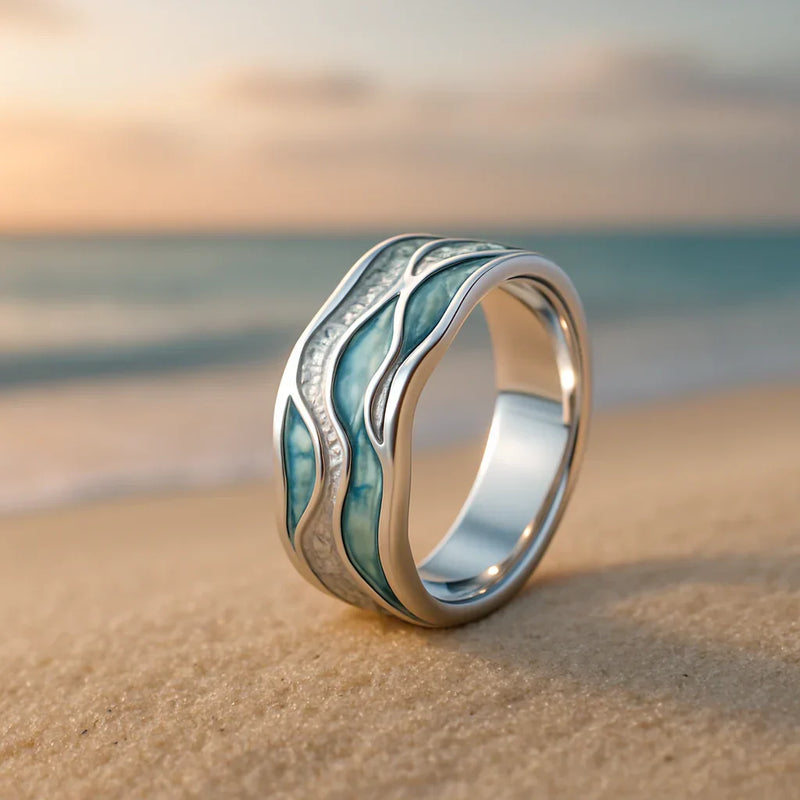 Bague Seasilver Ripple | or blanc