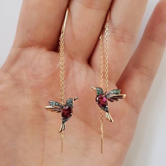 Boucles colibri émail et zircone | or