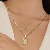 Collier croix initiale ensemble | or