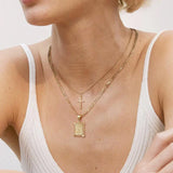 Collier croix initiale ensemble | or