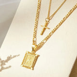 Collier croix initiale ensemble | or
