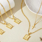 Collier croix initiale ensemble | or