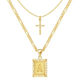 Collier croix initiale ensemble | or