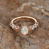 Bague opale Crescent lune | or rose