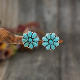Puces Serelith turquoise pétale | or blanc