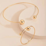 Lot de bracelets minimaliste éclat ras-de-cou & manchette | or