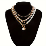 Lot de colliers vintage perle & or chaîne serpent | or