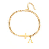 Bracelet initiale croix | or