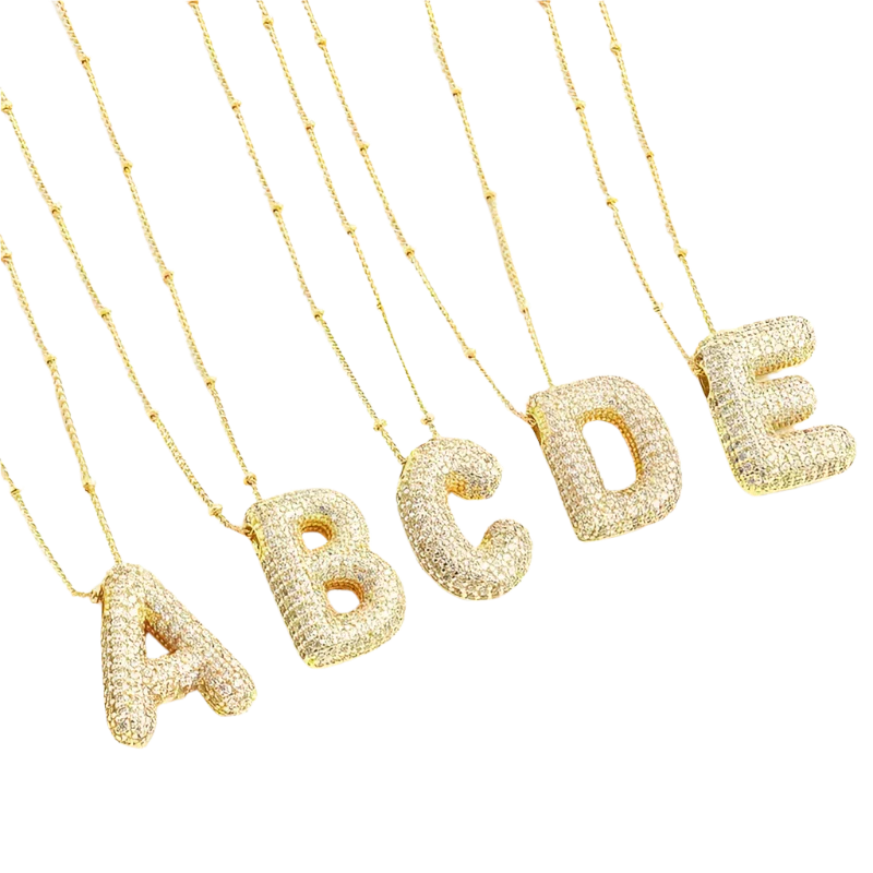 Collier bulle lettre initiale ensemble | or