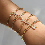 Bracelet minimaliste lettre breloque | or