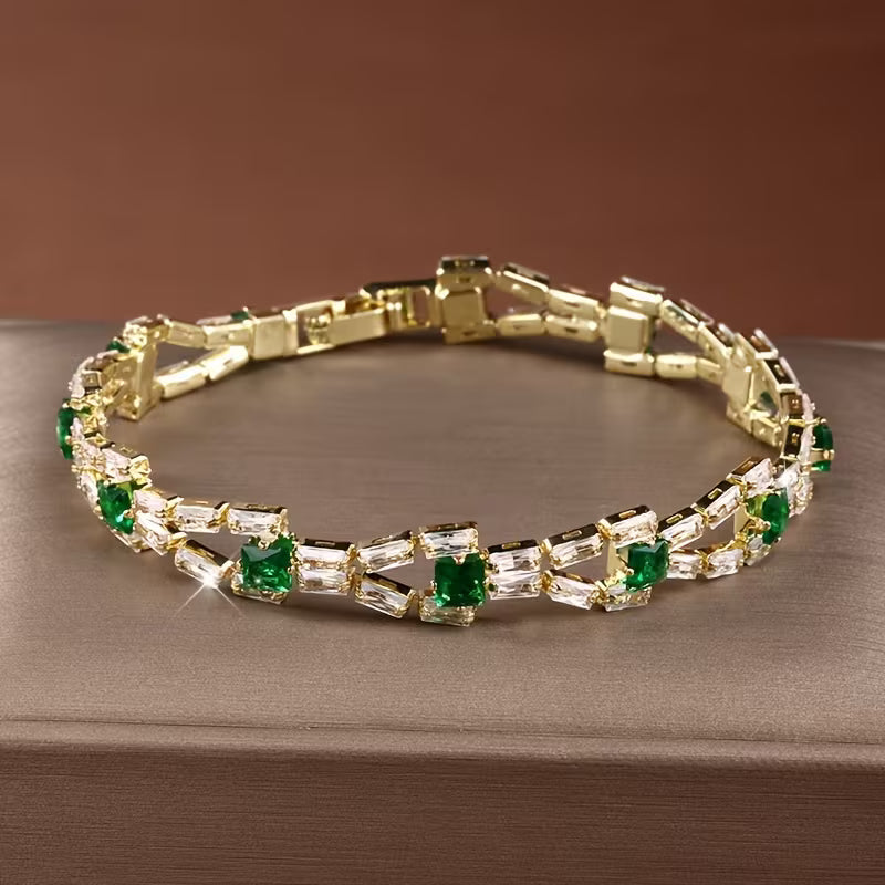 Bracelet Verde maille tennis | or