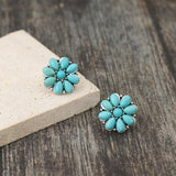 Puces Serelith turquoise pétale | or blanc