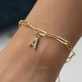 Bracelet minimaliste lettre breloque | or